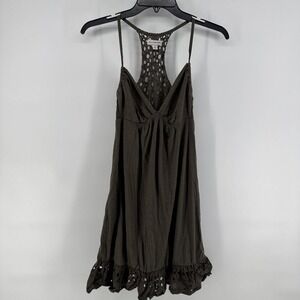 American Eagle Outfitters Dress Womens Small Green Crochet Back Boho Sundress